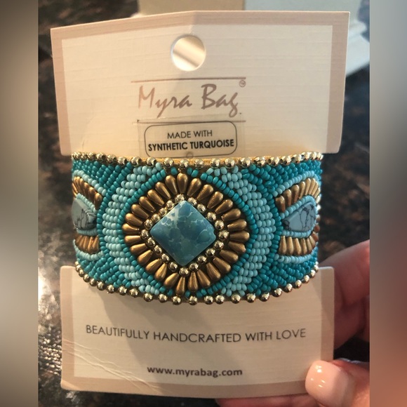 Myra Bag Savannah Worlds Beaded Cuff Bracelet - Picture 4 of 5